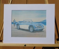 1963 Austin Healey Classic Car Art Print on Canvas Paper Painting