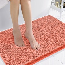 Smiry Luxury Chenille Bathroom Rugs 36x24, Extra Soft and 36'' X 24'', Coral