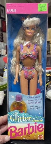 NEW 1992 VINTAGE GLITTER BEACH BARBIE DOLL SWIM SUIT BIKINI LONG HAIR 3602 Read
