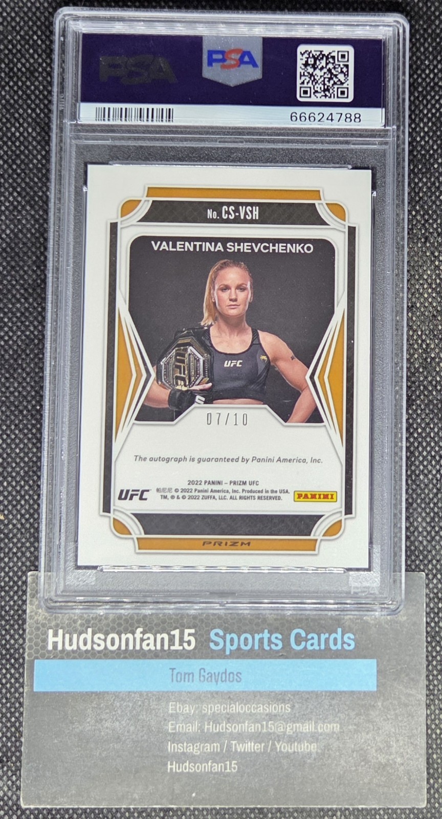 Valentina Shevchenko 2023 Panini Prizm UFC Champion Auto Gold 7/10 PSA 9 Mint view 2