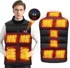 Men's Comfort Heated Vest: 7.4V, 8 Heating Zones, 3-Level Temp 10000mAh
