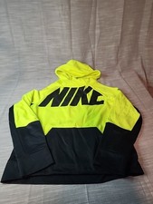 Nike Hoodie Sweatshirt Youth Sz Large Black Highlighter Yellow