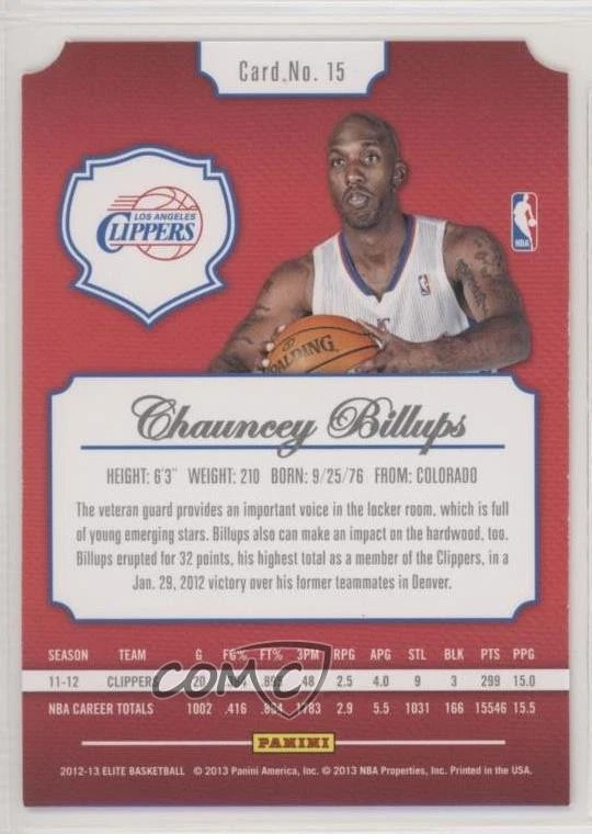 2012-13 Elite Status Gold Die-Cut /24 Chauncey Billups #15 HOF - Image 2 of 2