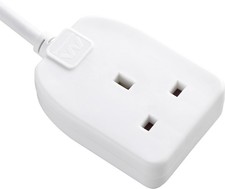 One Socket Single Extension Lead 5 Metre Cable Unswitched 1 Way Plug Extension