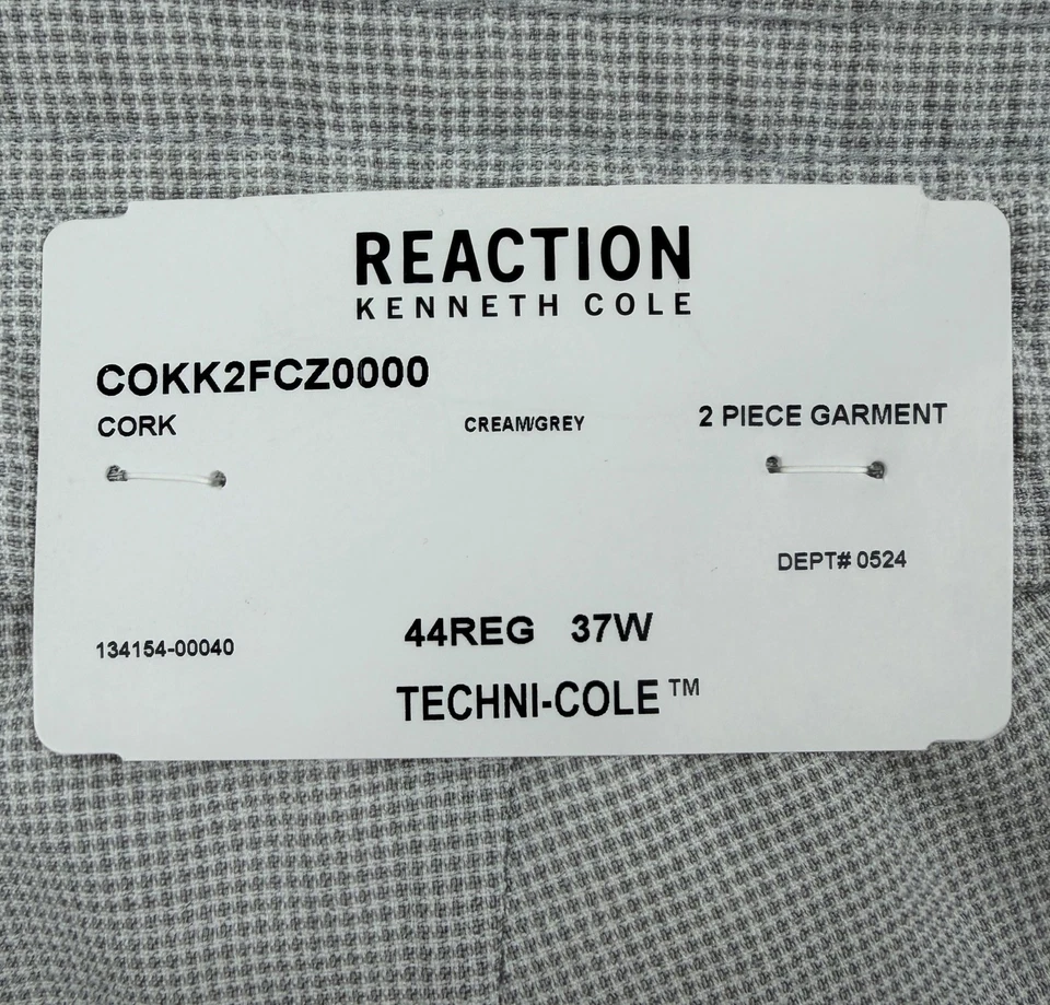 $135 NUEVO KENNETH COLE Hombres 37x33 Crema/Gris Pata de Gallo Suave Pantalones/Pantalones de Vestir Foto 2 de 4