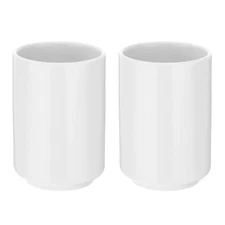 2pcs Japanese Ceramic Tea Cups Simple No Handle Ceramic Tea Mugs White