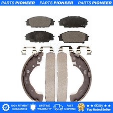 Front Rear Ceramic Brake Pads And Drum Shoes Kit For 2011 Honda Civic Si