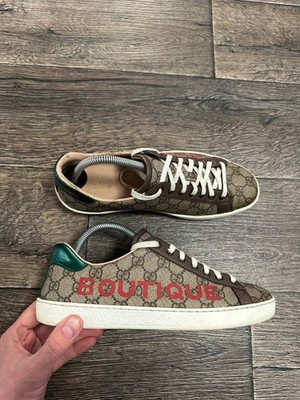Gucci Ace “GG Boutique” Canvas Leather Sneakers 623236 sz6,5 | eBay