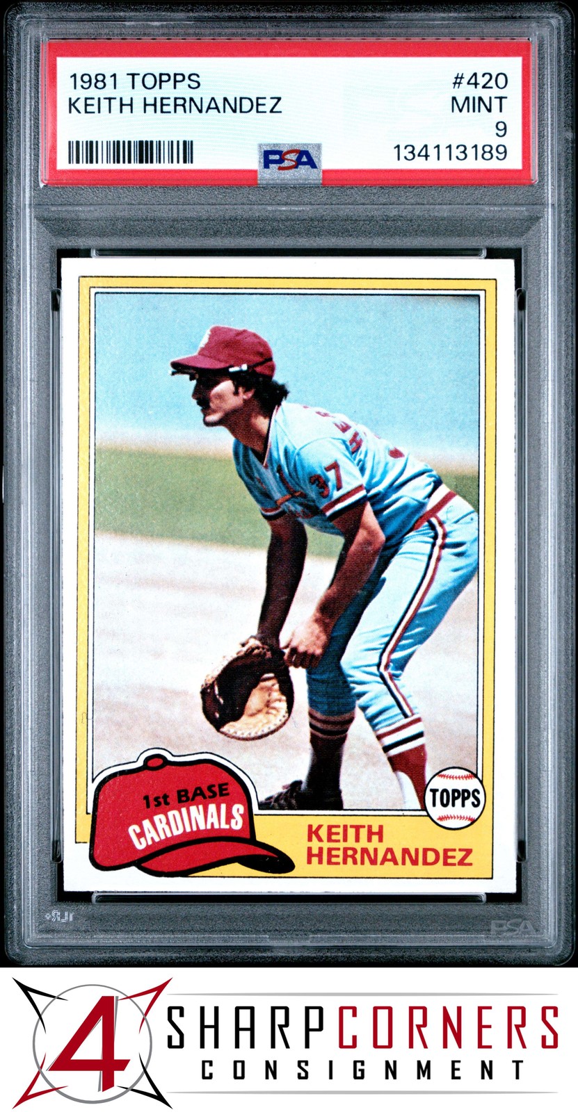 1981 TOPPS #420 KEITH HERNANDEZ CARDINALS PSA 9