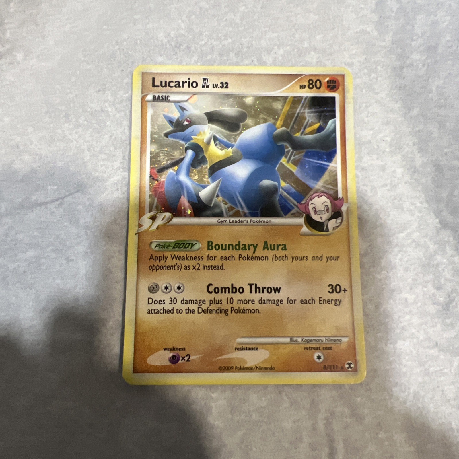 Pokemon TCG Rising Rivals Lucario GL Lv32 Holo Card 8/111 2009 w/ Swirl