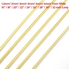 Solid 18K Gold Filled 4 mm Wide Flat Curb Link Chain Necklace 16" 32inch P819G