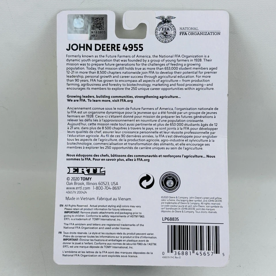 Ertl John Deere 4955 Tractor Die Cast Metal Replica National FFA Organization - Image 4 of 4