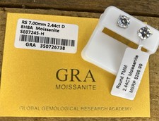 GRA moissanite 2.44ct round studs 7mm D color 925 silver