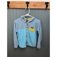 Patagonia Fleece Hoodie Zip Up Blue Yellow Kids Size L