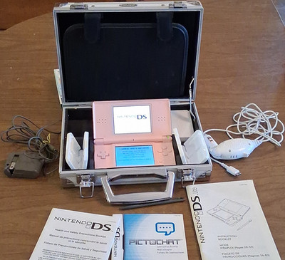 Nintendo DS Lite Pink Handheld System USG-001 w/ Case, Charger & Manuals