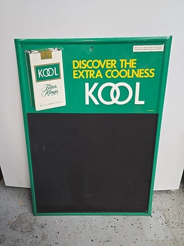 Vintage 1980 KOOL Cigarettes Smoke  17.5x24 Tin Advertising Sign chalkboard