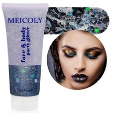 Black Face Glitter Holographic Mermaid Sequins Hair Body Gel for Halloween