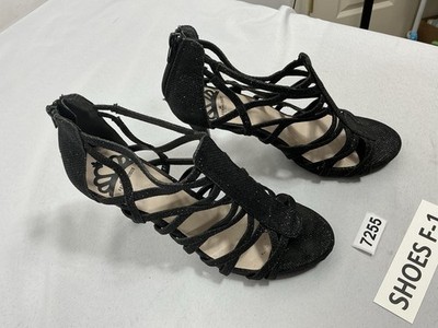 Womans Excellent Condition Fergalicious Strappy Stiletto Sandals 9 M Black