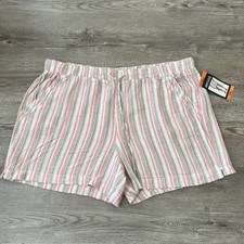 BRIGGS Linen Blend Shorts Womens XXL Stripe Pull On 4" Inseam NWT