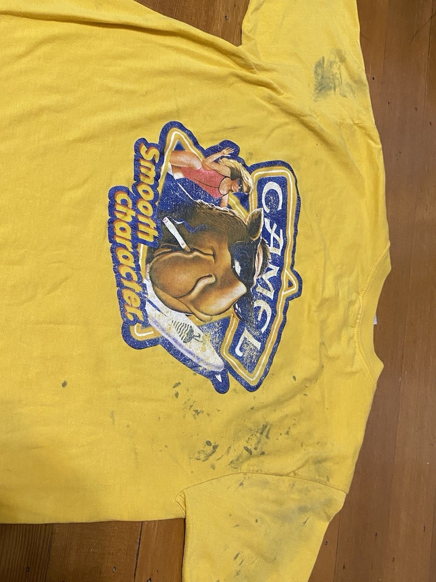 Vtg Joe Camel Cigarettes T Shirt Mens 80s Tee Yellow Distressed