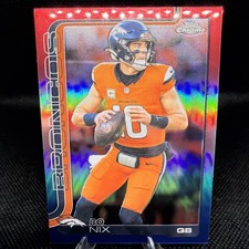 2025 Topps Chrome Football Bo Nix Red White & Blue Refractor #88 Broncos