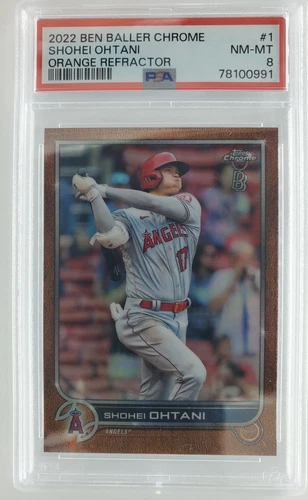 2022 Topps Chrome Ben Baller #1 Shohei Ohtani Orange Refractor /25 PSA 8