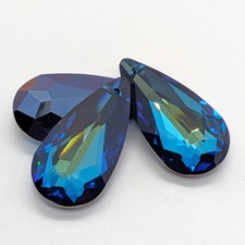 1 Rare Vintage Swarovski 6100 24x12mm Crystal Bermuda Blue Teardrop Pendant