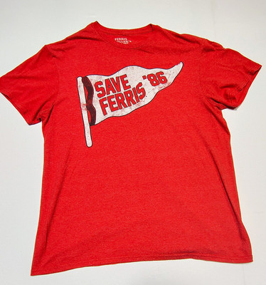 Ferris Bueller's Day Off Save Ferris '86 Red Graphic T-Shirt, Size L