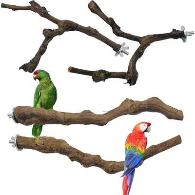 4 Stück Naturholz Sitzstangen für Vögel – Multifunktionale Papagei Schaukel - Bild 1 von 2