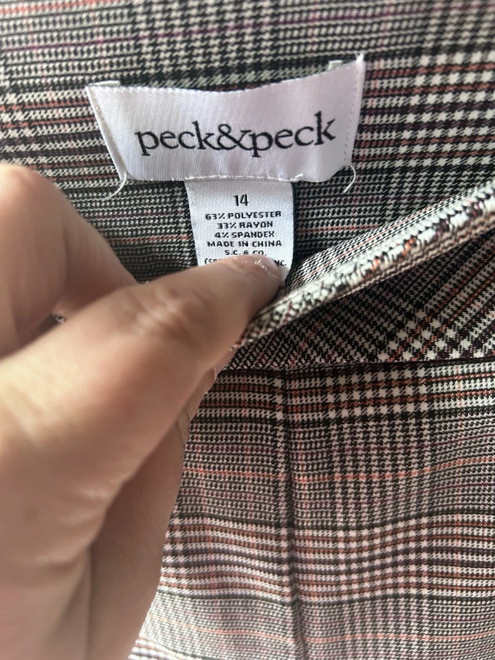 Pantalones Peck & Peck negros, marrones, blancos, naranjas a cuadros pierna cónica. Talla 14 Foto 3 de 4