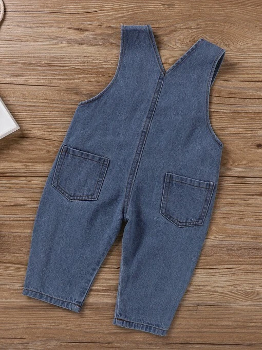 Salopette Bimbo bimba unisex bambino celeste blu pantaloni jeans denim B142 - Immagine 3 di 3