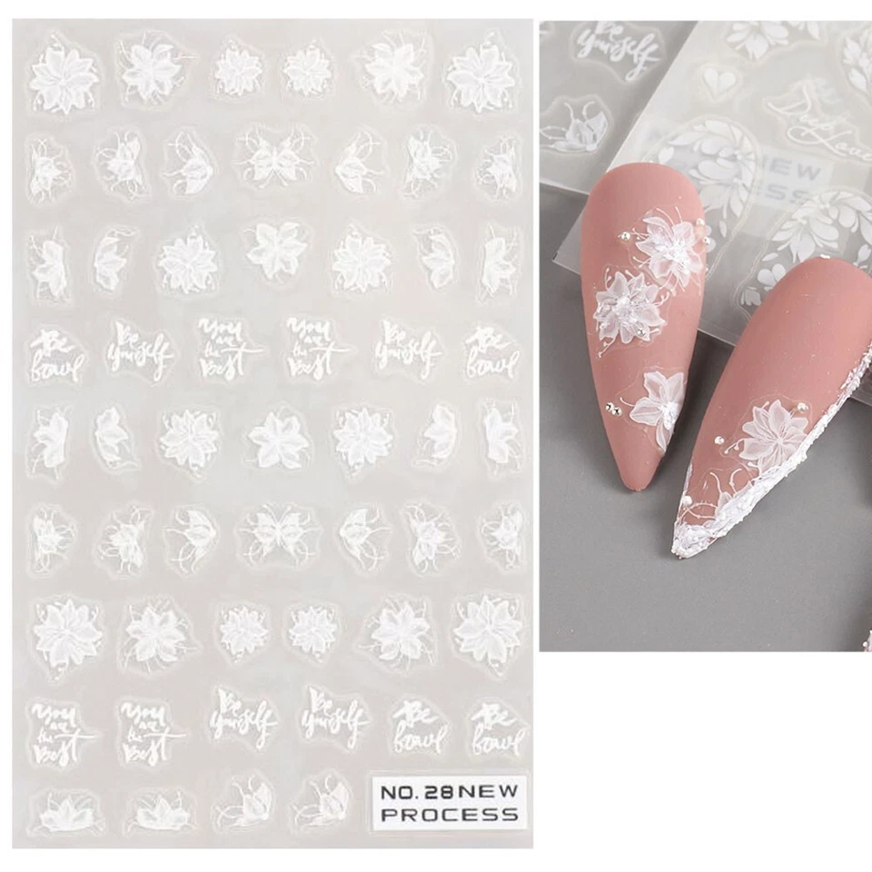 LOVENAILS Nail Sticker No-28 Blumen Nagelsticker selbstklebend Hochzeit Nailart Gel Lack