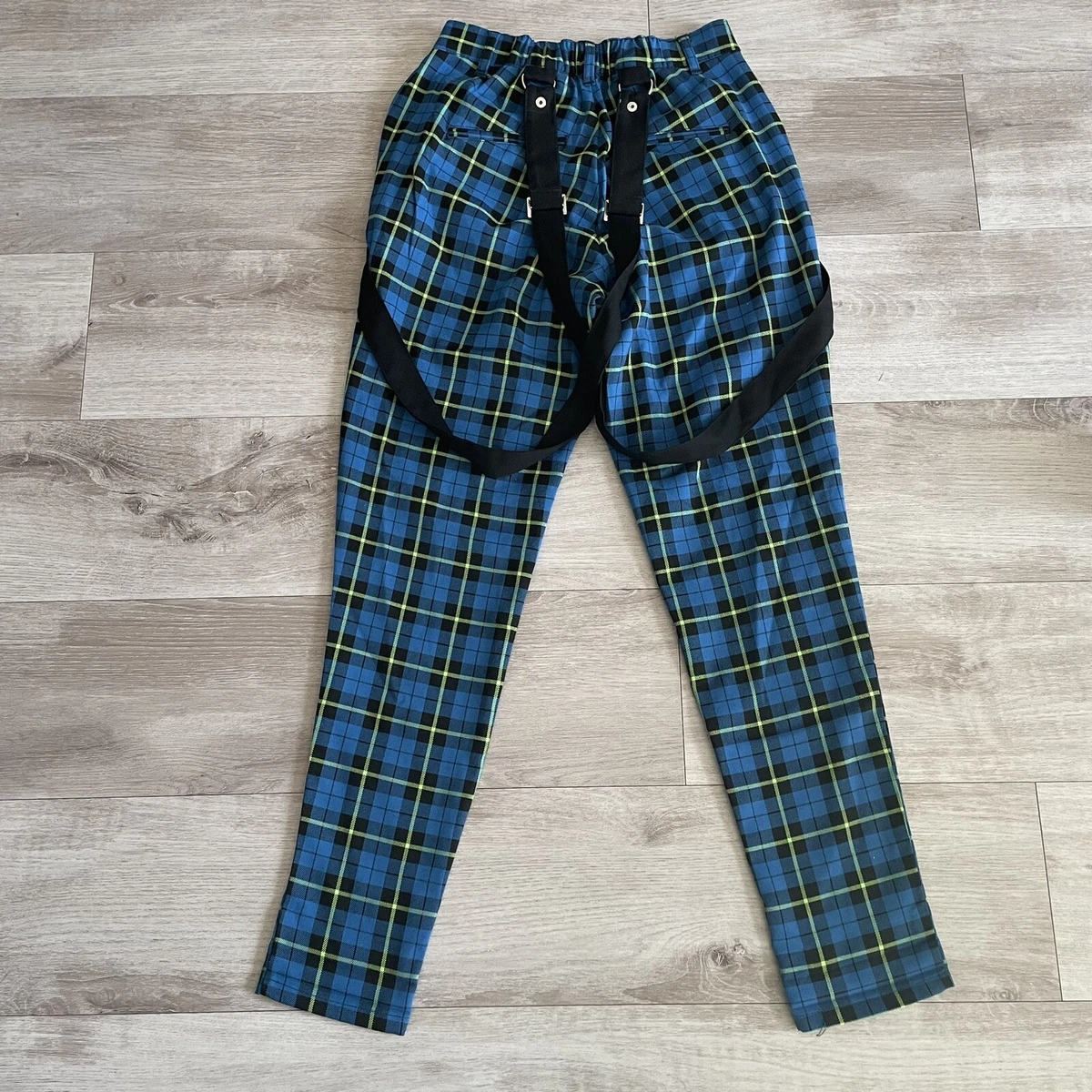 Blue plaid shop pants womens