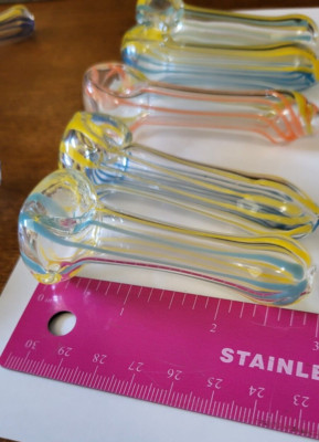 Collectible Tobacco glass pipe 2.6-inch [ Set of 3] Lining Desing.