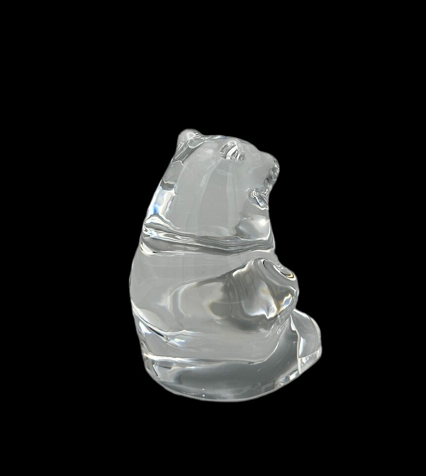 Vintage Orrefors Lead Crystal Sitting Bear Figurine Signed & Label