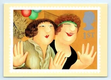 Girls on the Town  British Stamp Design Postcard