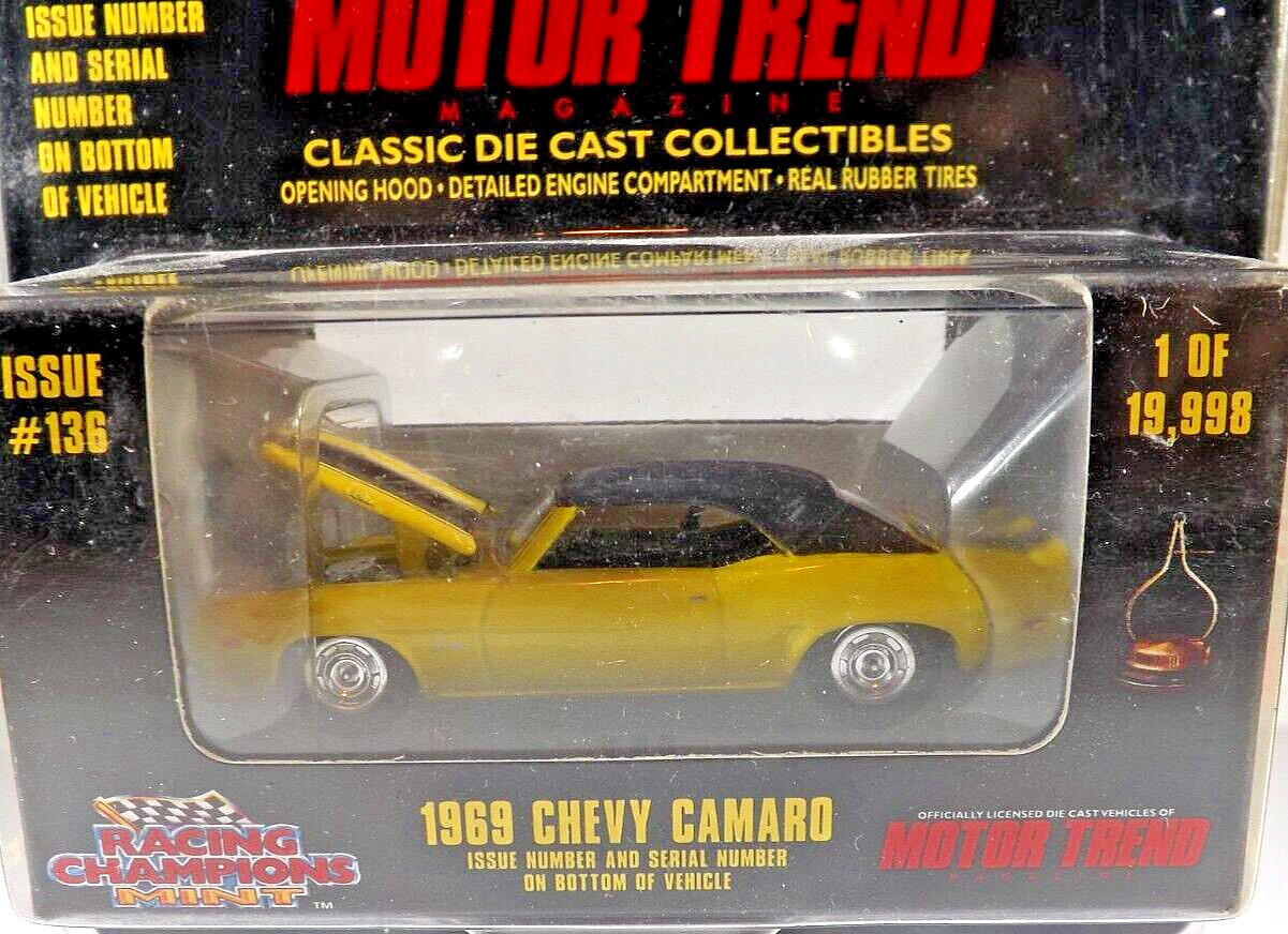 Racing Champions Mint Motor Trend  Yellow 1969 Chevy Camaro in Collectors Box