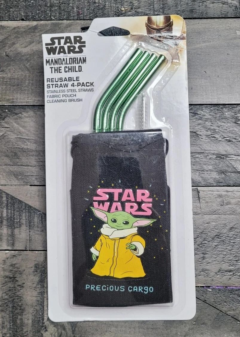 Star Wars Mandalorian The Child BABY YODA 4pk stainless steal REUSABLE  STRAWS