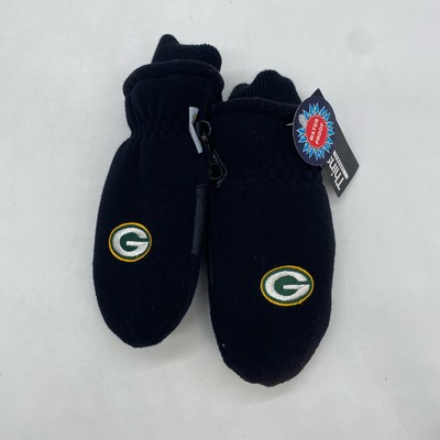 Green Bay Packers Winter Ski Gloves Black Mittens Boys (8-20) 3M Thinsulate