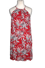 Loft Outlet Red Floral Sleeveless Knee Length Dress in Women's Size S Small