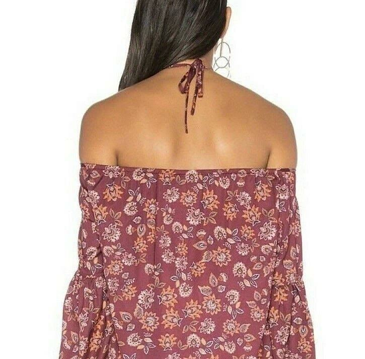Nuevo con etiquetas Top "The Fifth Label" Carrusel Borgoña Aster Hombro Descubierto Talla M Foto 2 de 4