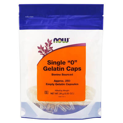 NOW FOODS Empty Capsules Gelatin Single 0'' 250 gel caps''