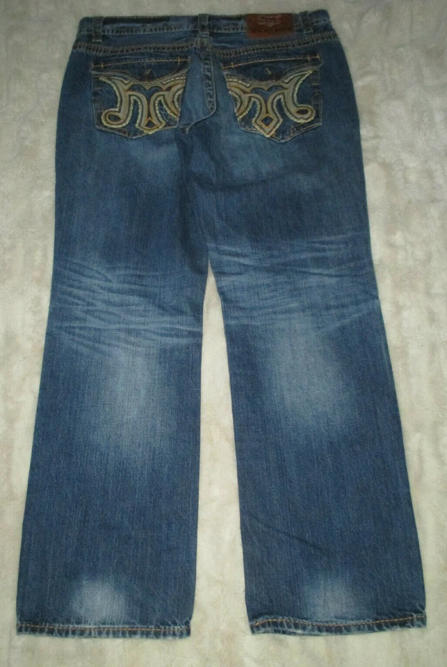 MEK DNM Bilbao Straight 38x34 Button Fly Cotton Thick Stitch Embroidery Jean USA - Image 4 of 4