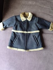 Giacca cappotto denim zip blu navy foderato pelliccia sintetica bambina Gap 3-6 mesi