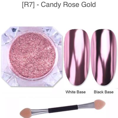 SPIEGEL CHROM NAGELPULVER FARBEN EINHORN ROSÉGOLD BLAU ROSA ROT EFFEKTPIGMENT