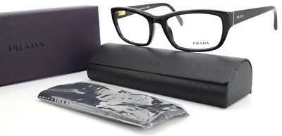 PRADA Brille VPR 18O 52-18 1AB-1O1 135 Schwarz Glanz Rechteck Cat Luxus OVP New