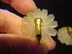 Lisner Flower Earrings Frosted Lucite Faux Persian Turquoise Rh Stone Clip On — photo 4