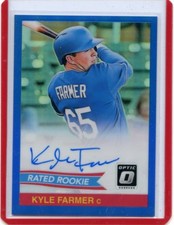 2018 OPTIC #84S-KS KYLE FARMER AUTOGRAPH BLUE PRIZM REFRACTOR RC #35/50, DODGERS