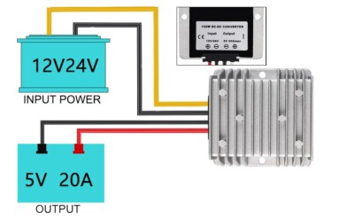 20A 100W Converter DC 12V 24V Step Down to DC 5V Voltage Regulator Waterproof