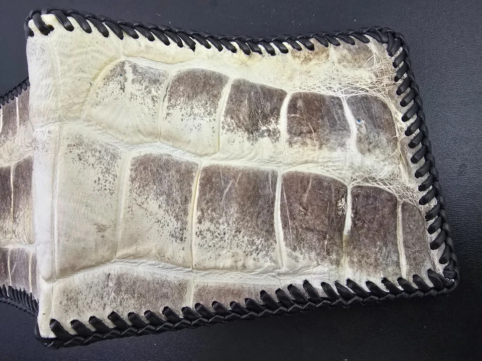 Alligator Himalayan bi fold wallet genuine gator natural color custom made laced - Image 3 of 4